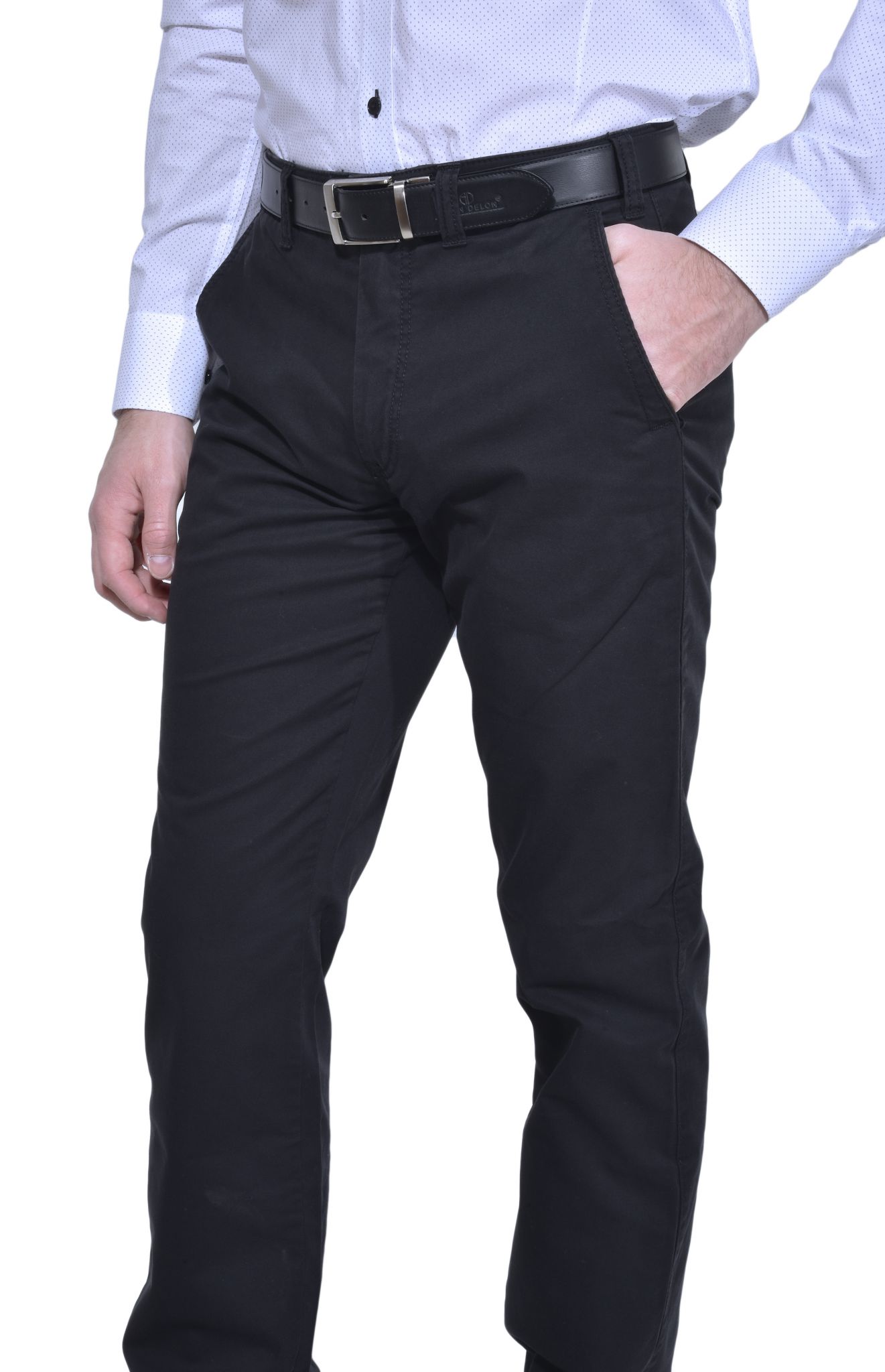 Black cotton chinos - Trousers - E-shop | alaindelon.co.uk