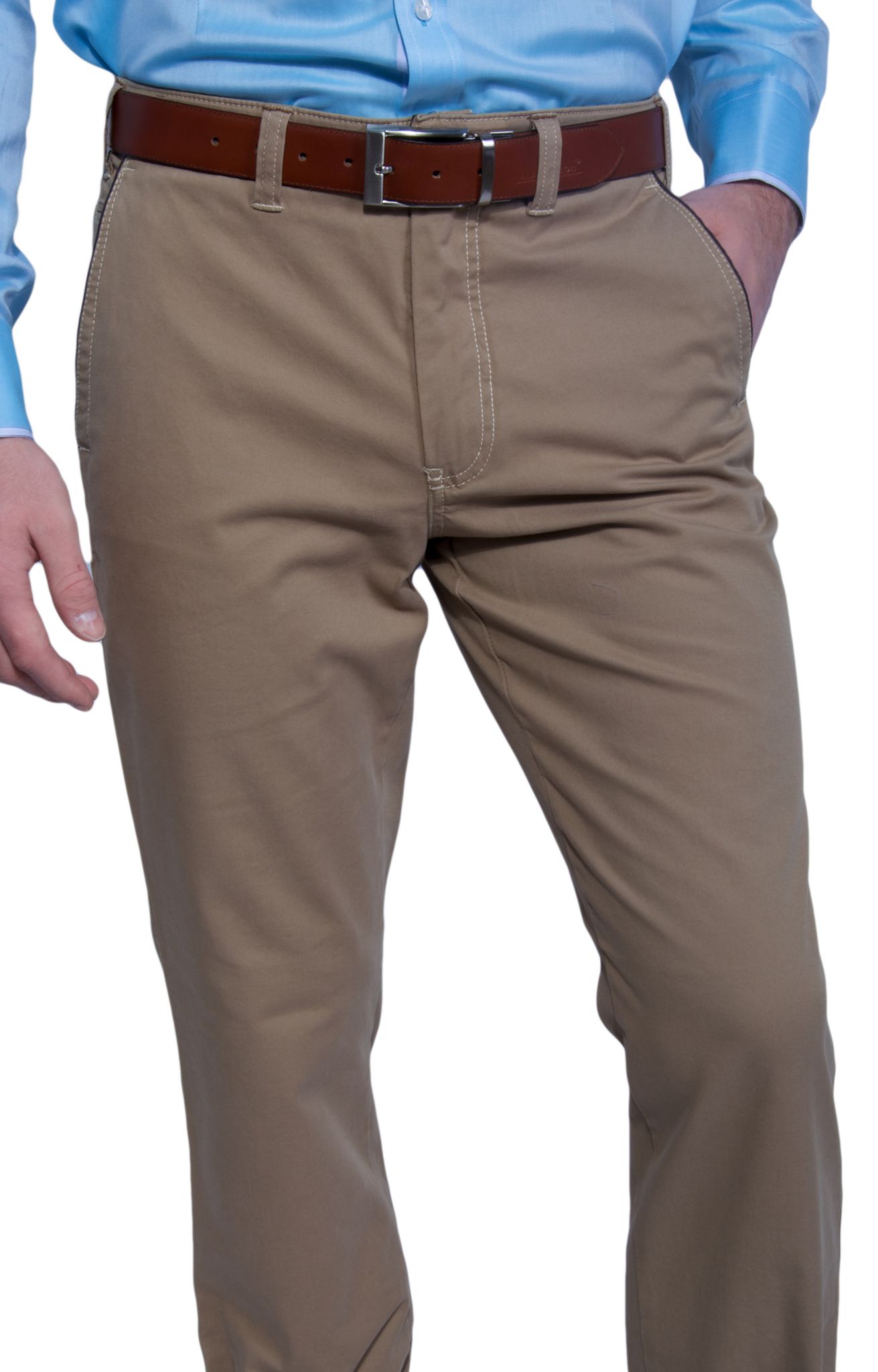 Casual khaki chinos - Trousers - E-shop | alaindelon.co.uk