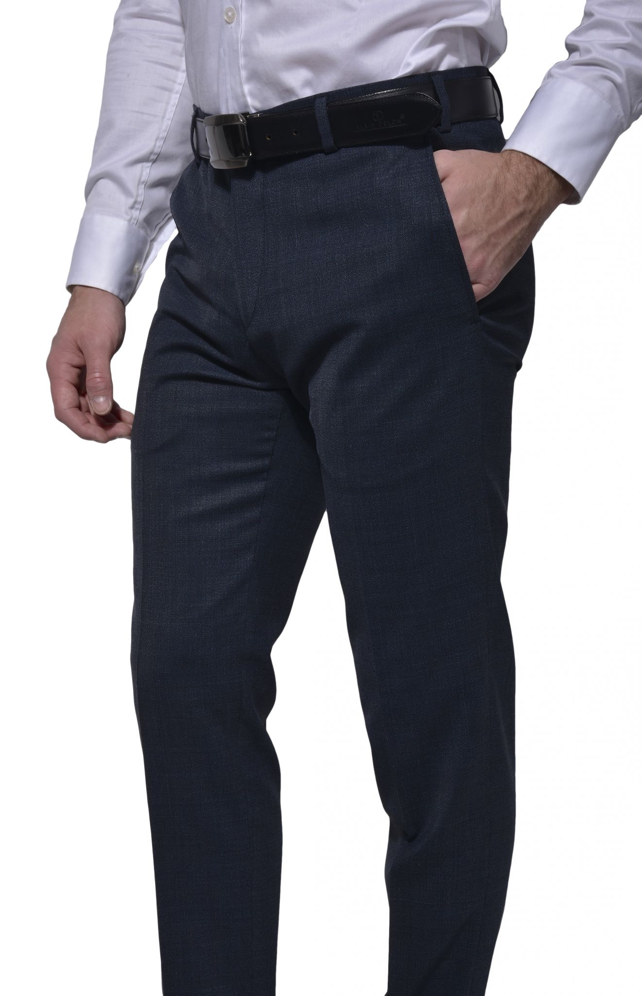 Grey - blue formal trousers - Trousers - E-shop | alaindelon.co.uk